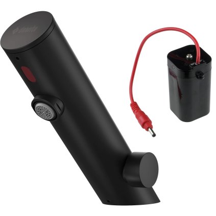 Deante Sense, robinet pentru chiuvetă fără atingere cu control al temperaturii, sursă de alimentare 4xAA, negru mat, DEA-BQR_N29R