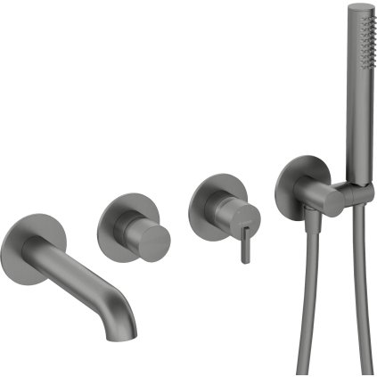 Deante Silia, baterie de baie ascuns cu 4 orificii cu set de dus, grafit, DEA-BQS_D18P