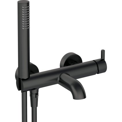 Deante Silia, baterie de baie de perete cu set de duș manual, negru mat, DEA-BQS_N11M