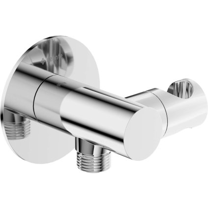 Deante Silia, Conexiune furtun de duș cu colț rotund cu suport pentru cap de duș de mână, crom, DEA-NQS_057K