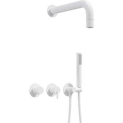 Deante Silia, set de duș ascuns cu duș de mână cu robinet orizontal, alb mat, DEA-NQS_A0XK