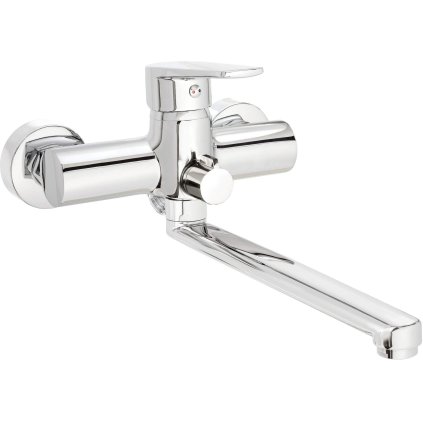 Deante Tubo, baterie pentru cada montată pe perete cu braț prelungit 339 mm, crom, DEA-BUT_056M