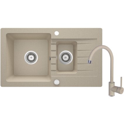 4084 zlew zorba piaskowy granit 1 5k z o 760x440x160 3 5 osprzet space saver bateria nemezja z wylewka u