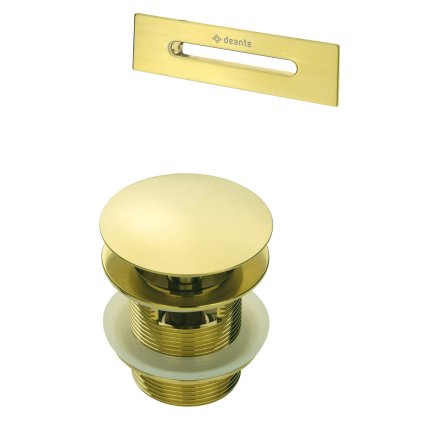 Set cadă de sine stătătoare Deante, dop ClickClack metalic și capac de preaplin, auriu mat, DEA-KYY_R10B