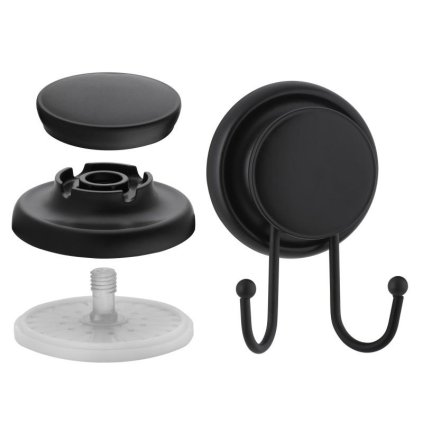 Erga Gavi, 2 carlige pentru prosoape pe ventuza, negru mat, ERG-YKA-CH.GAVI-H2-BLK