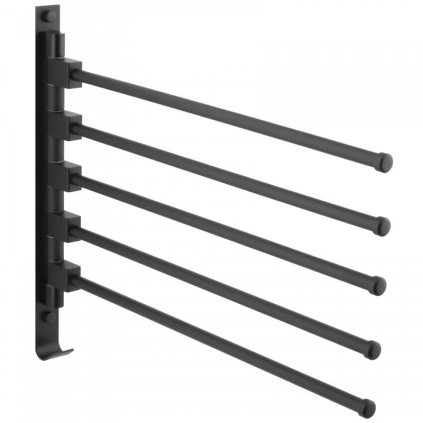Erga Kamer, suport pentru prosoape cu 5 brațe 45x37 cm, negru mat, ERG-YKA-CH.KAMER-BLK
