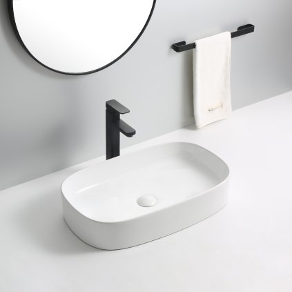 Erga Luella, chiuveta blat 610x375x120 mm, alb lucios, ERG-V03-9612-WH
