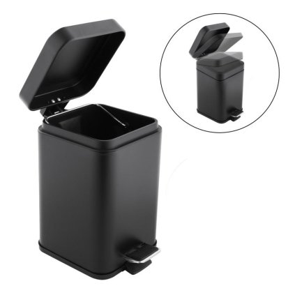 Erga Muti, coș de gunoi pătrat 3l pentru picioare, închidere Soft-Close, negru mat, ERG-YKA-CH.MUTI-SC-BLK