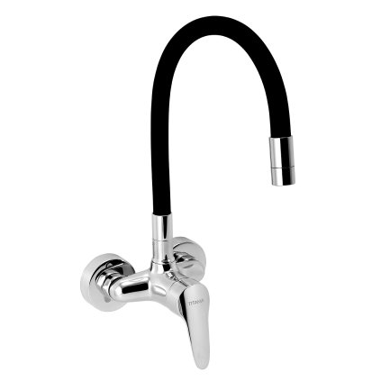 Ferro Zumba - baterie chiuveta cu brat elastic 100mm, negru-crom, 94484,0C
