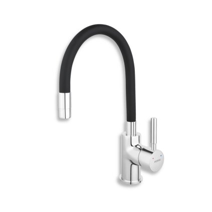 Ferro Zumba, baterie chiuveta cu brat elastic, negru-crom, 70710-0C