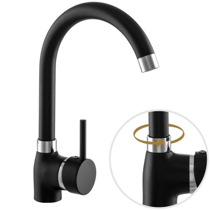 Gamma Alfa, robinet pentru chiuvetă de sine stătător, negru mat cu pete, GMA-BB-BK