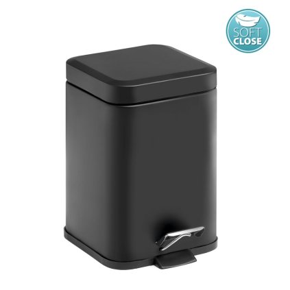 Gedy, ARGENTA Coș de gunoi 3l, Soft Close, negru mat, 220914