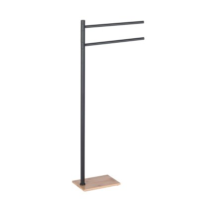 Gedy, TRILLY Suport cu suport pentru prosoape, pătrat, negru mat/bambus, TR3141