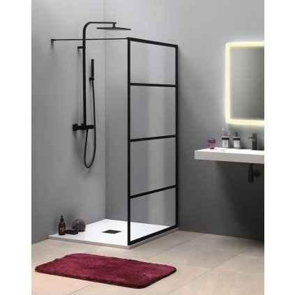 Gelco, paravan de dus CURE BLACK 700 mm, sticla transparenta, CB70