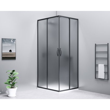 Gelco, paravan de dus dreptunghiular SIGMA SIMPLY BLACK 1000x800 mm, versiune L/P, intrare colt, sticla caramida, GS2410B-02