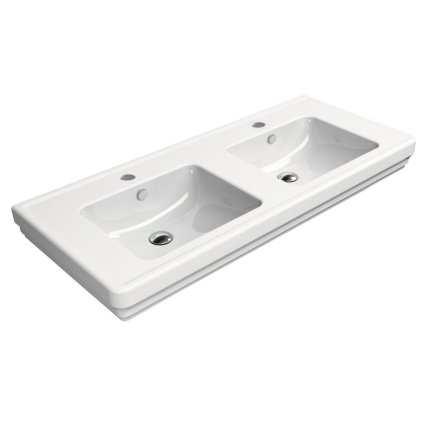 GSI, chiuvetă dublă din ceramică CLASSIC 125x54cm, ExtraGlaze alb, 8725111