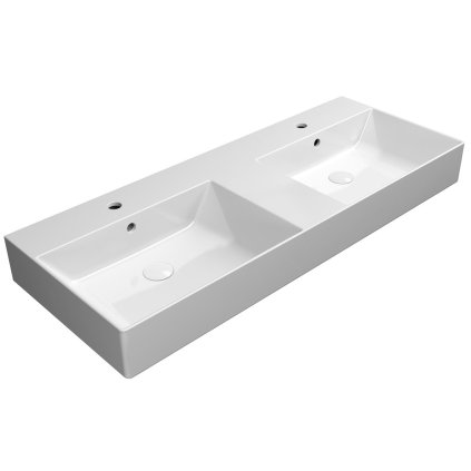 GSI, chiuvetă dublă ceramică KUBE X 120x47 cm, ExtraGlasse alb, 9425111