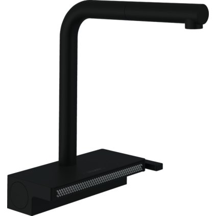 Hansgrohe Aquno Select M81, robinet de bucătărie cu pârghie 250, gura de scurgere, 2jet, negru mat, HAN-73836670