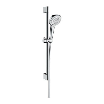 Hansgrohe Croma Select E, set de dus Multi EcoSmart 9 l/min cu tija de dus 65 cm, alb/crom, HAN-26581400