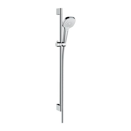 Hansgrohe Croma Select E, set de dus Vario EcoSmart 9 l/min cu tija de dus 90 cm, alb/crom, HAN-26593400