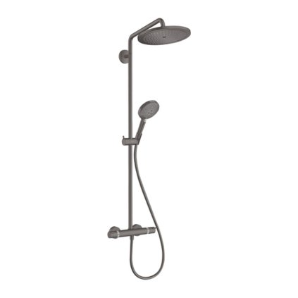 Hansgrohe Croma Select S, Showerpipe 280 1jet cu termostat și duș de mână Raindance Select S 120 3jet, crom negru periat, HAN-26890340