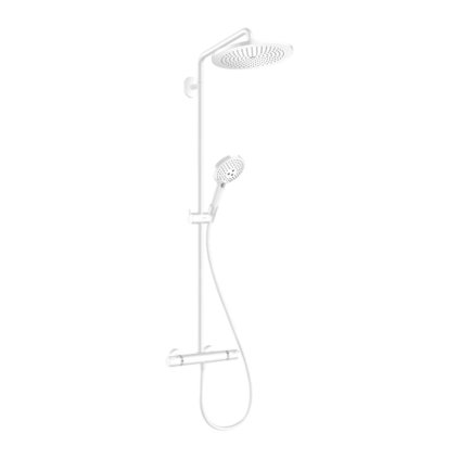 Hansgrohe Croma Select S, Showerpipe 280 1jet cu termostat și duș de mână Raindance Select S 120 3jet, alb mat, HAN-26890700
