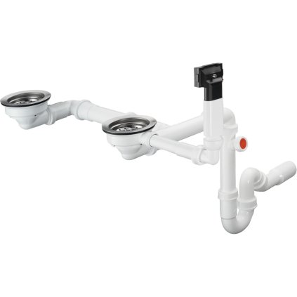 Hansgrohe D17, set de scurgere manuală și preaplin pentru chiuvetă dublă din granit, crom, HAN-43928000