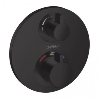 Hansgrohe Ecostat S, robinet termostatic sub tencuiala pentru 2 aparate, negru mat, HAN-15758670