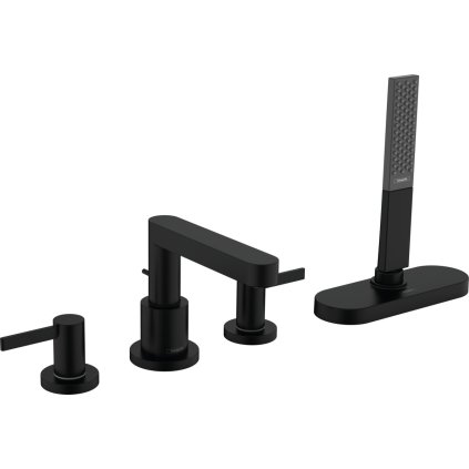Hansgrohe Finoris, baterie baie, montaj cu 4 orificii, sBox, negru mat, HAN-76444670
