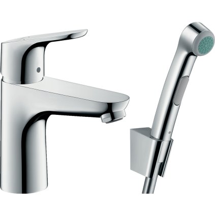 Hansgrohe Focus E2, robinet lavoar 100, cu duș de mână Bidette, crom, HAN-31927000