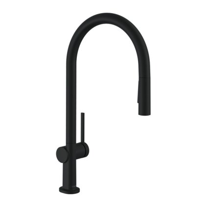 Hansgrohe M54, baterie de chiuvetă Talis cu spray extractibil, EcoSmart, negru mat, HAN-72842670