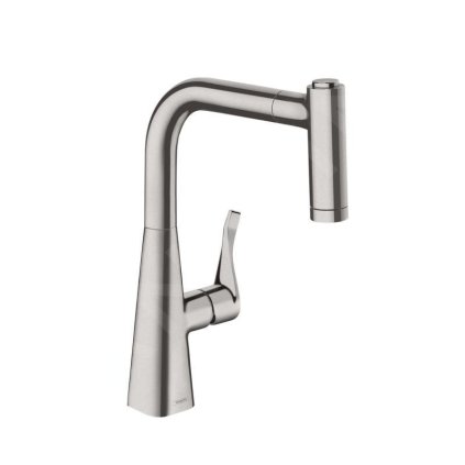 Hansgrohe M71, robinet pentru chiuveta M7116-H220 cu spray extractibil, sBOX, aspect otel inoxidabil, HAN-73800800