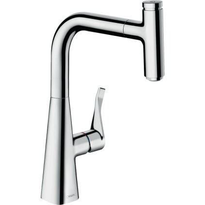 Hansgrohe Metris Select, baterie chiuvetă cu capăt extras, crom, HAN-14857000