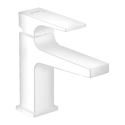 Hansgrohe Metropol, baterie lavoar 100 cu ieșire Push-Open, alb mat, HAN-32500700