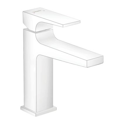 Hansgrohe Metropol, baterie lavoar 110 cu gura Push-Open, alb mat, HAN-32507700