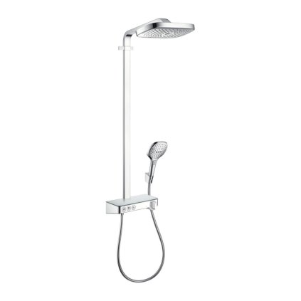 Hansgrohe Raindance Select E, Showerpipe 300 3jet cu termostat ShowerTablet Select 300, alb/crom, HAN-27127400