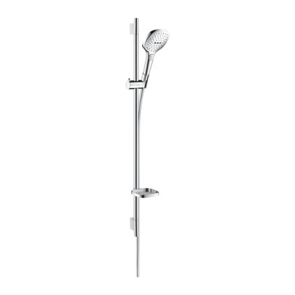 Hansgrohe Raindance Select E, set de dus 120 3jet EcoSmart 9 l/min cu tija de dus 90 cm, alb/crom, HAN-26623400