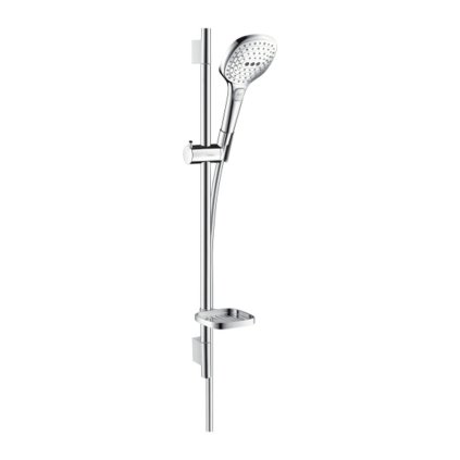 Hansgrohe Raindance Select E, set dus 120 3jet EcoSmart 9 l/min. cu tija de dus 65 cm, alb/crom, HAN-26622400