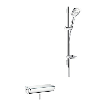Hansgrohe Raindance Select E, set de duș de perete 120 3jet cu termostat Ecostat Select și tijă de duș 65 cm, crom, HAN-27038000