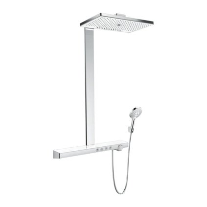 Hansgrohe Rainmaker Select, Showerpipe 460 3jet EcoSmart 9 l/min cu termostat, alb/crom, HAN-27029400