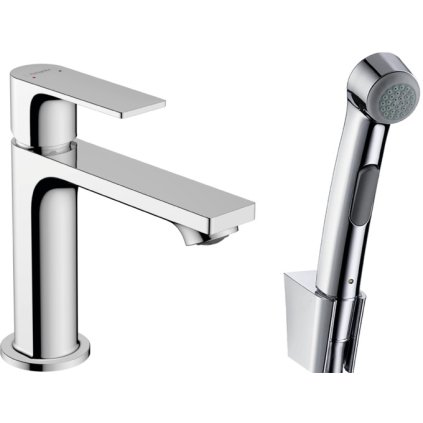 Hansgrohe Rebris E, baterie lavoar 110 cu duș de mână Bideu și furtun de duș 160 cm, fără set de scurgere, crom, HAN-72216000