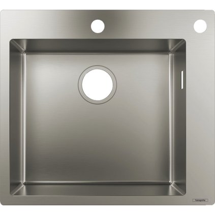 Hansgrohe S71, chiuvetă din oțel inoxidabil 450 încorporată cu orificiu pentru robinet și control al scurgerii, oțel inoxidabil, HAN-43305800