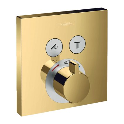 Hansgrohe Shower Select, baterie termostatică ascunsă pentru 2 aparate, aspect auriu lustruit, HAN-15763990