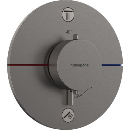 Hansgrohe ShowerSelect Comfort S, termostat ascuns pentru 2 aparate, crom negru periat, HAN-15554340