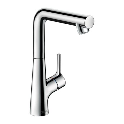 Hansgrohe Talis S, baterie pentru chiuvetă înaltă 210 cu gura de scurgere pivotantă și garnitură de evacuare, crom, HAN-72105000