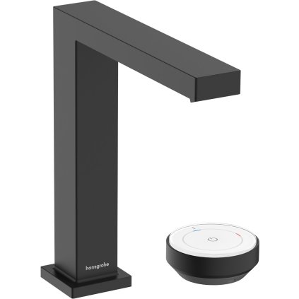 Hansgrohe Tecturis E, baterie pentru chiuvetă cu două orificii 150 CoolStart EcoSmart+ cu set de scurgere, negru mat, HAN-73053670