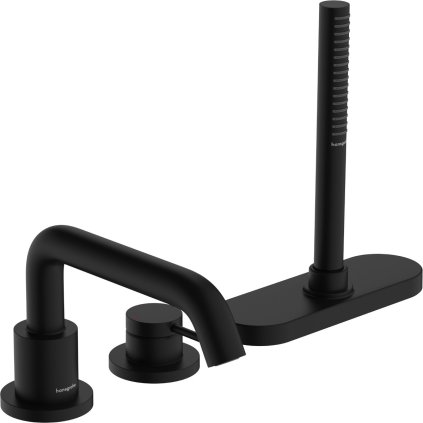 Hansgrohe Tecturis S, baterie cu 3 găuri pe marginea căzii, negru mat, HAN-73447670