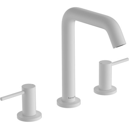 Hansgrohe Tecturis S, baterie lavoar cu 3 orificii 150 EcoSmart+ cu garnitură Push-Open, alb mat, HAN-73330700
