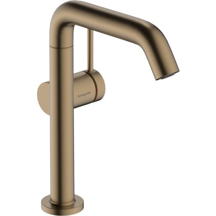 Hansgrohe Tecturis S, baterie lavoar cu manetă 210 Fine CoolStart EcoSmart+ cu pipă pivotantă și garnitură de gunoi, bronz periat, HAN-73360140