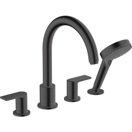 Hansgrohe Vernis Shape, baterie pentru baie, montare cu 4 orificii, negru mat, HAN-71459670